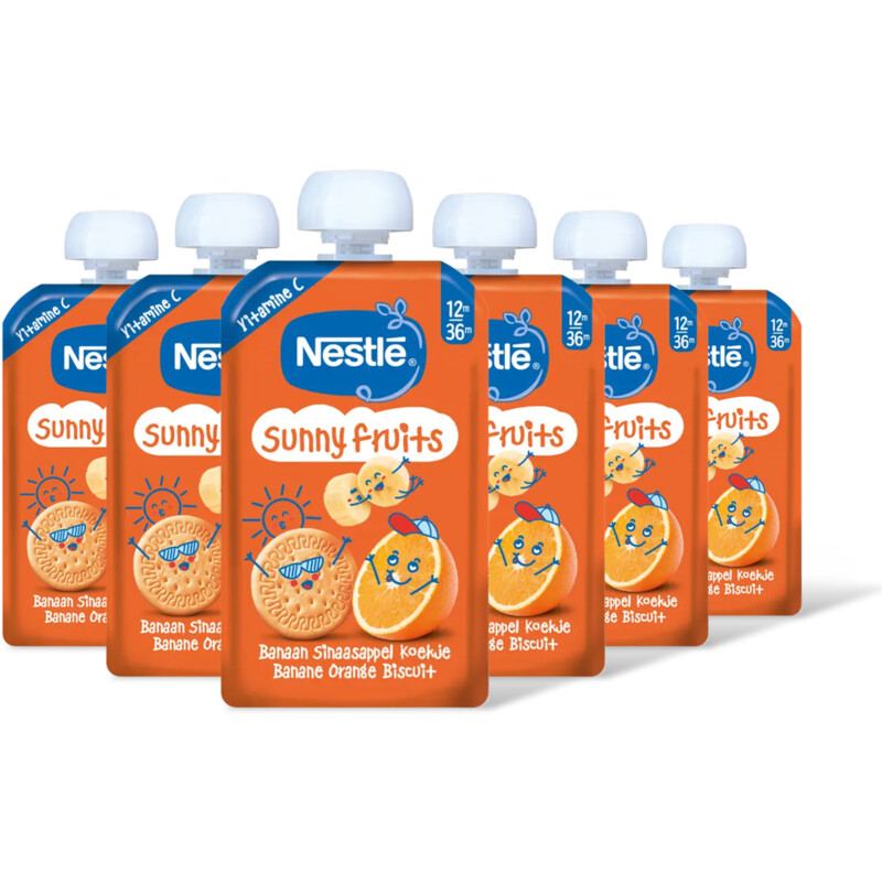 Nestlé Sunny fruits knijpfruit banaan 12m+ 6pck