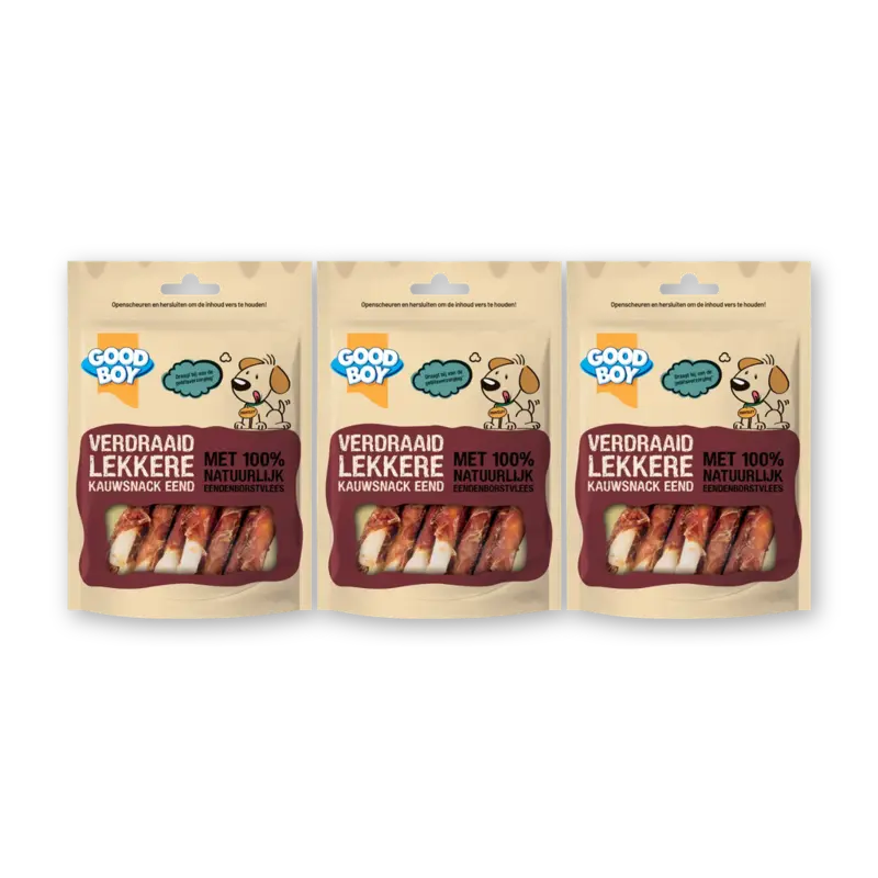 Good boy Verdraaid lekkere kauwsnack eend 3-pack