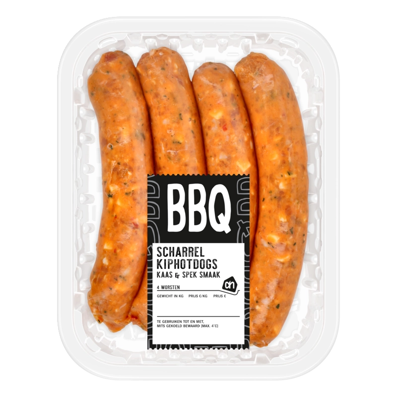 AH BBQ scharrel kiphotdog kaas en spek