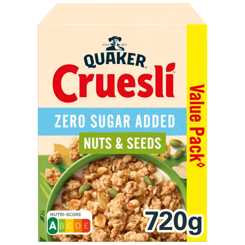 Quaker Cruesli nuts & seeds zero sugar added