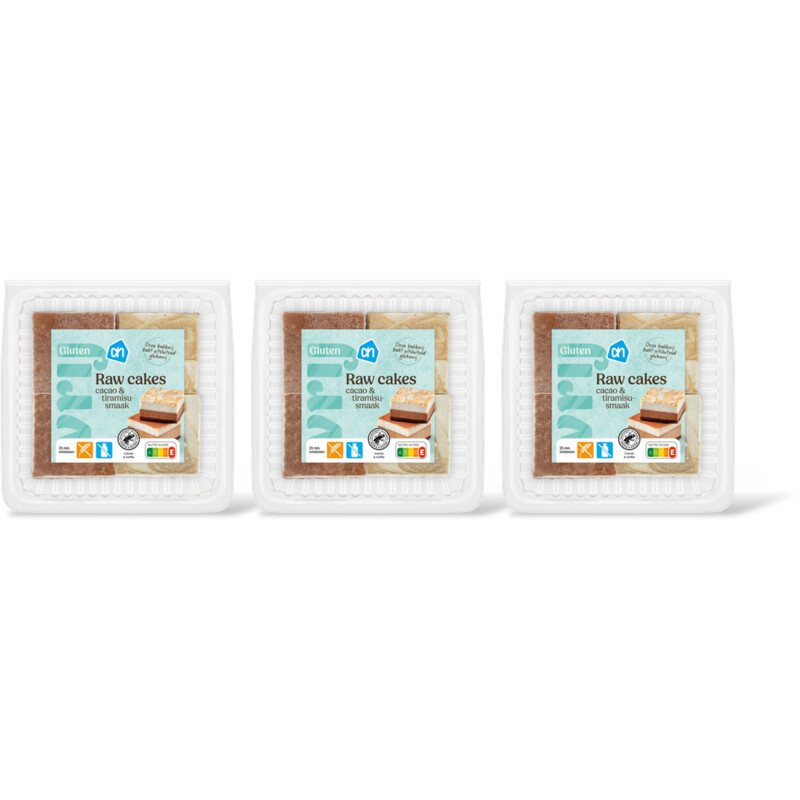 AH Glutenvrij Raw cakes chocolade en tiramisusmaak 3pk
