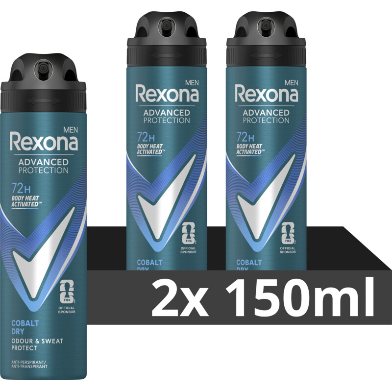 Een afbeelding van Rexona Deodorant spray 72h dry cobalt 2-pack