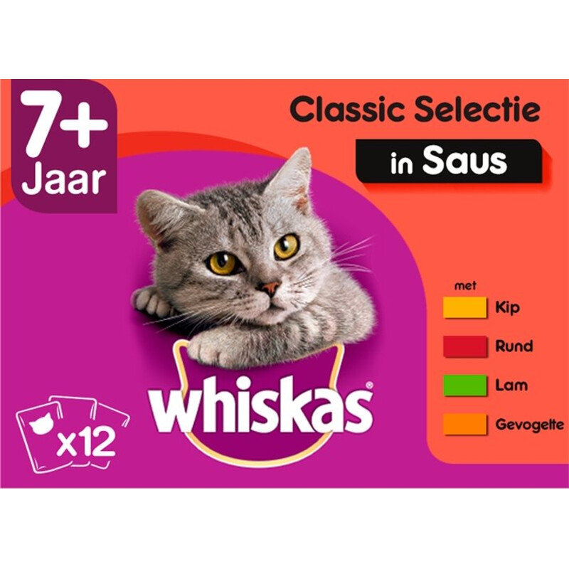 Een afbeelding van Whiskas 7+ Senior maaltijdzakjes mix in saus