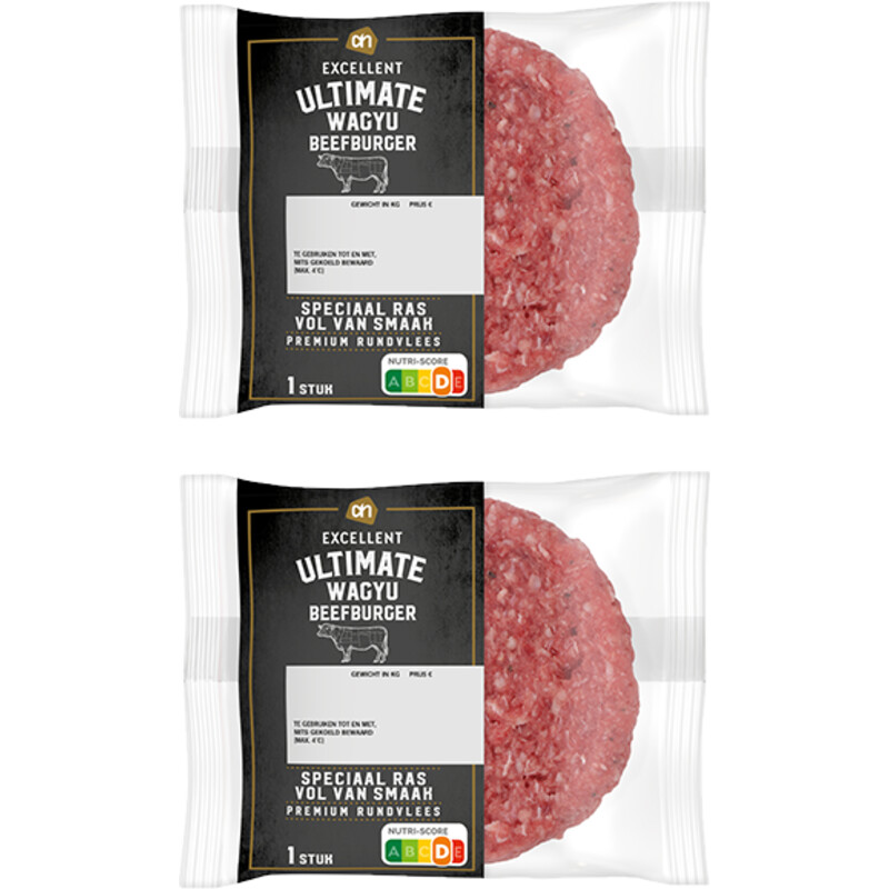 Een afbeelding van AH Excellent Ultimate wagyu burger 2-pack