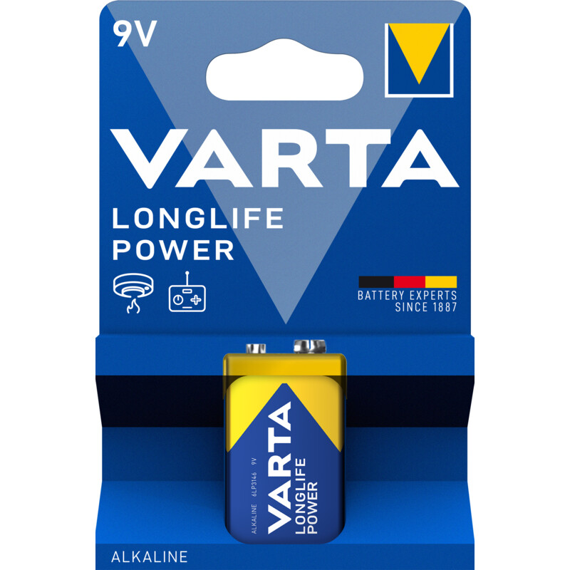Een afbeelding van Varta Longlife power 9V alkaline batterijen