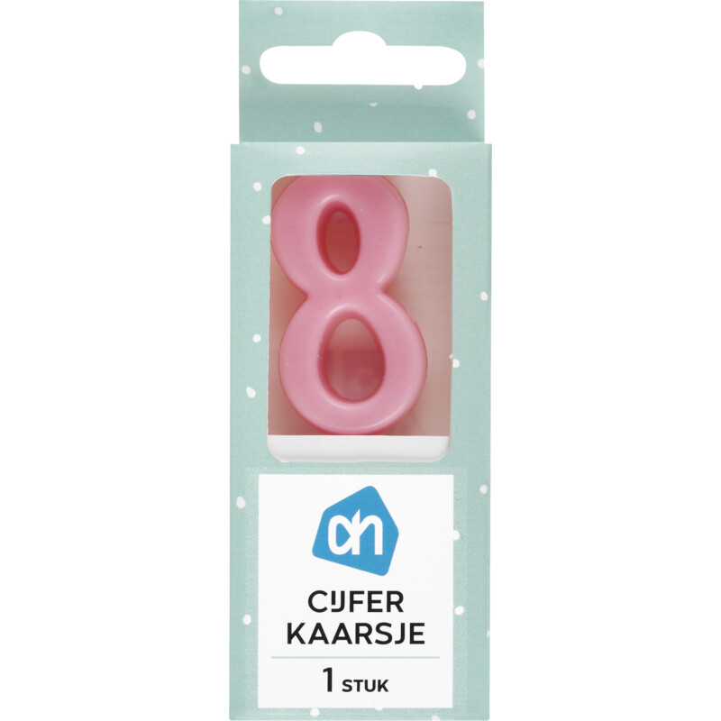 Een afbeelding van AH Kaars cijfer 8 kleur