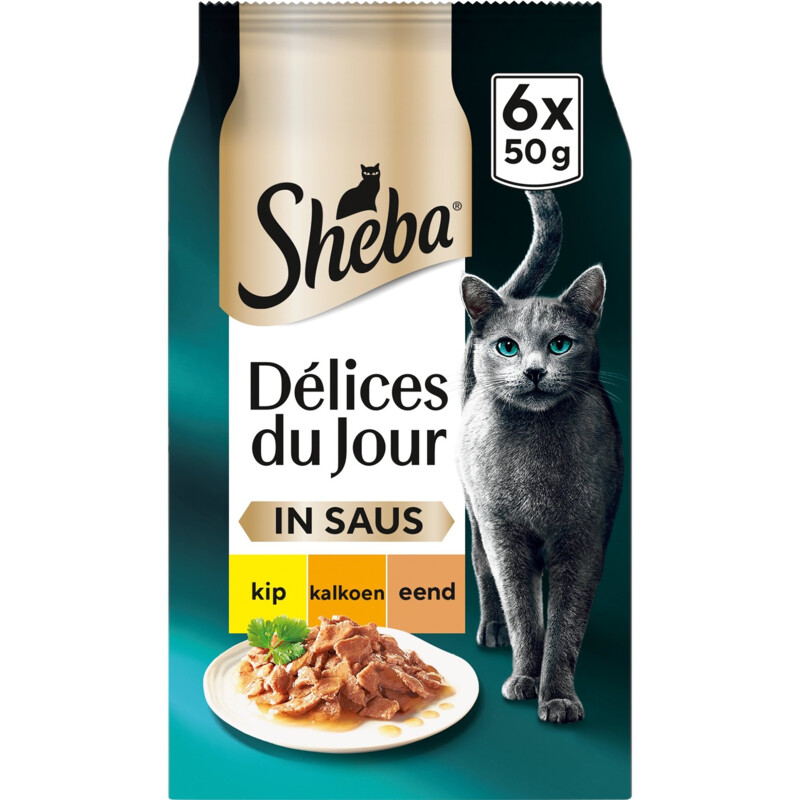 Een afbeelding van Sheba Délices du jour in saus kip & kalkoen