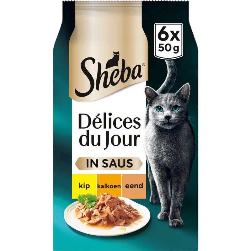 Sheba Délices du jour in saus kip & kalkoen