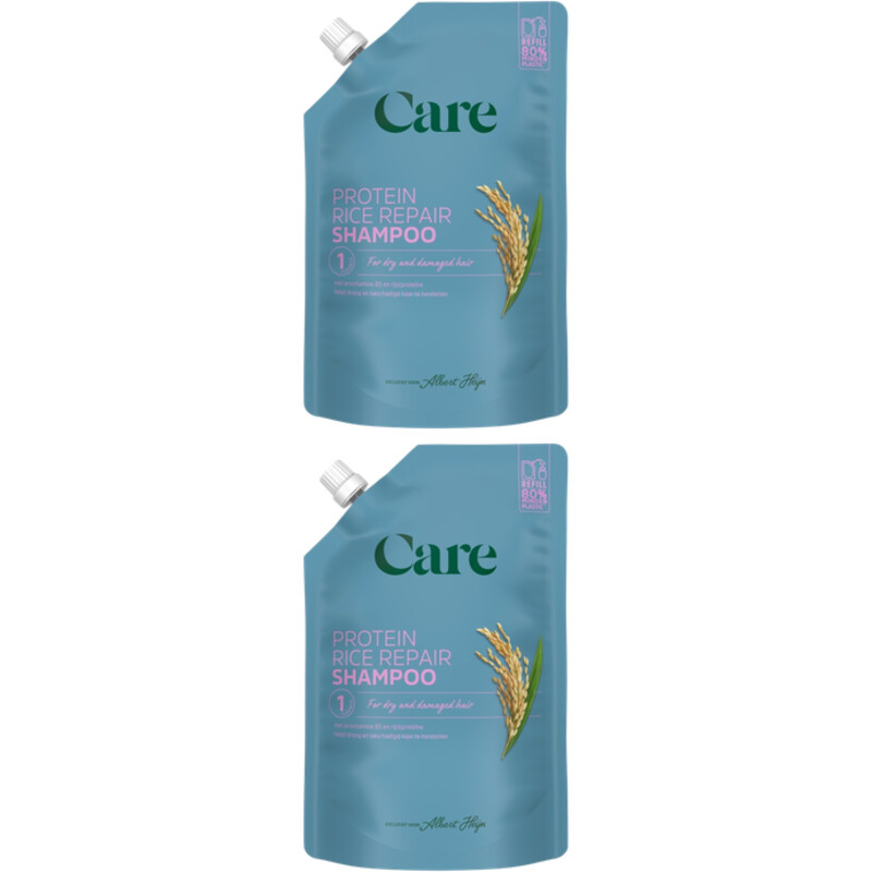 Een afbeelding van Care Protein rice repair shampoo refill 2pack