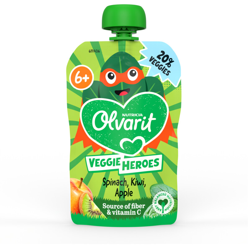 Olvarit Veggie heroes spinach, kiwi, appel 6m+