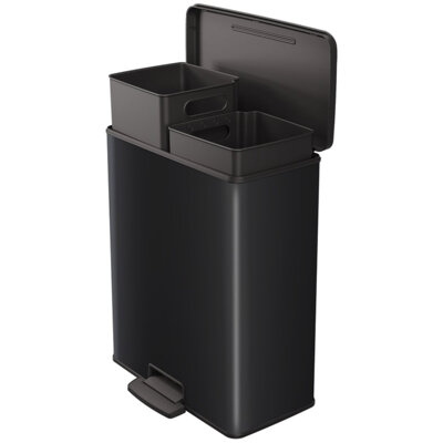 pdp-image-Curver Zwart rechthoekig prullenbak 26L+26L