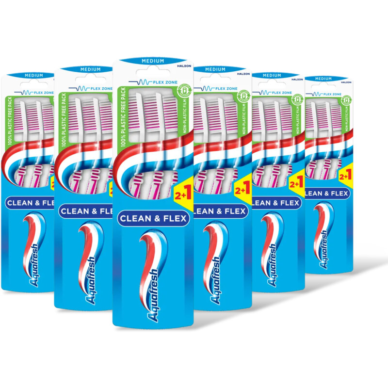 Aquafresh Clean & flex medium tandenborstel 6-pack
