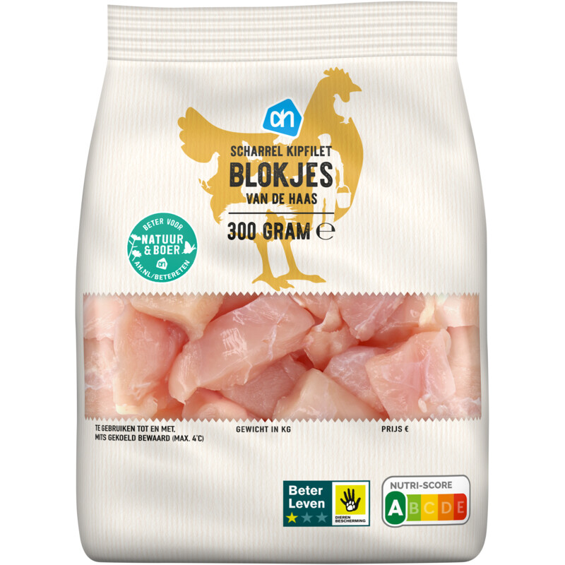 Een afbeelding van AH Scharrel kipfilet blokjes van de haas