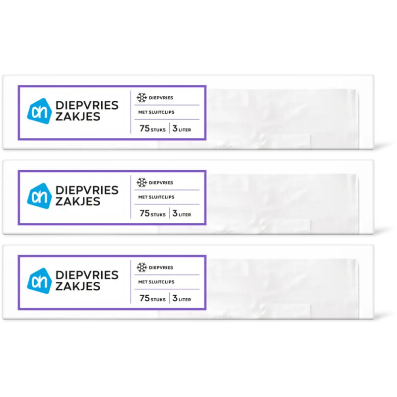 AH Diepvrieszakjes met sluitclips 3L 3-pack