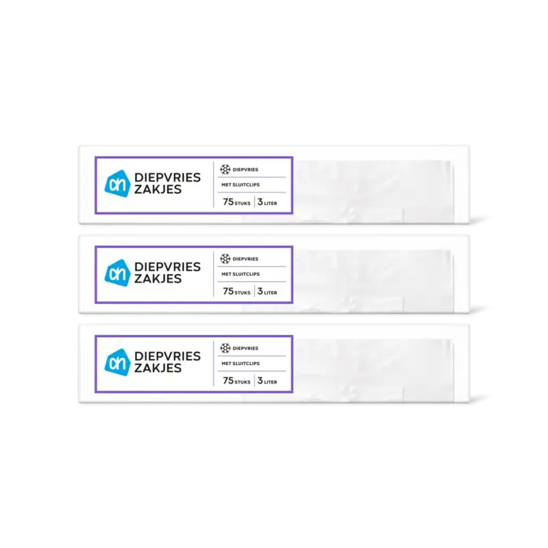 Diepvrieszakjes met sluitclips 3L 3-pack