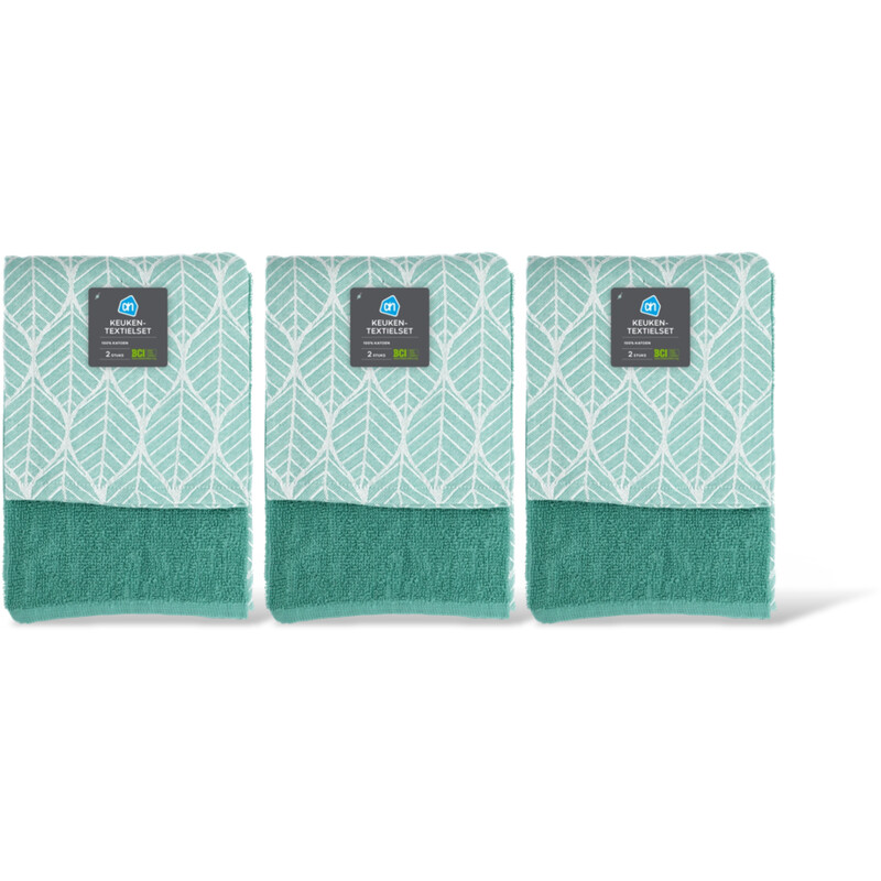 AH Keuken- en theedoek mint set van 2 3-pck
