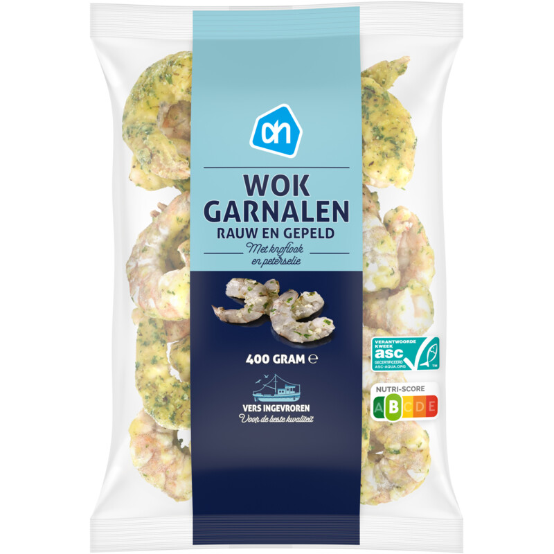 Een afbeelding van AH Wokgarnalen met knoflook en peterselie