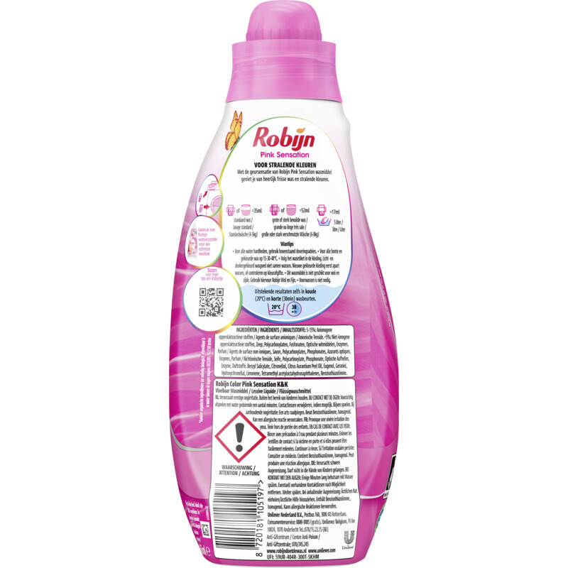 Een afbeelding van Robijn Color pink sensation wasmiddel