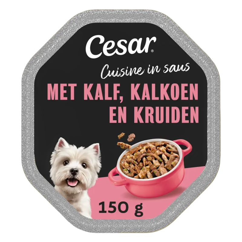 Cesar Hondenvoer nat kalf & kalkoen in saus