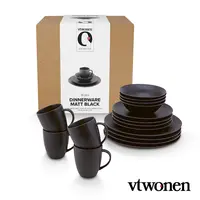 vtwonen Dinnerware raw matt black set/16