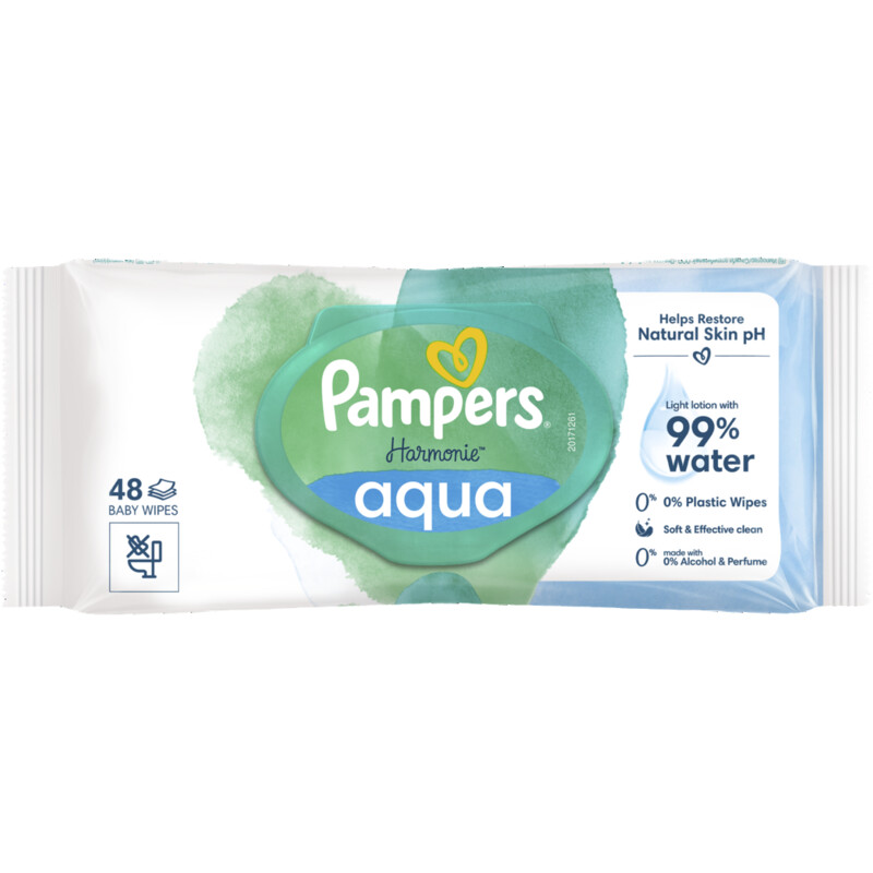 Een afbeelding van Pampers Harmonie aqua babydoekjes