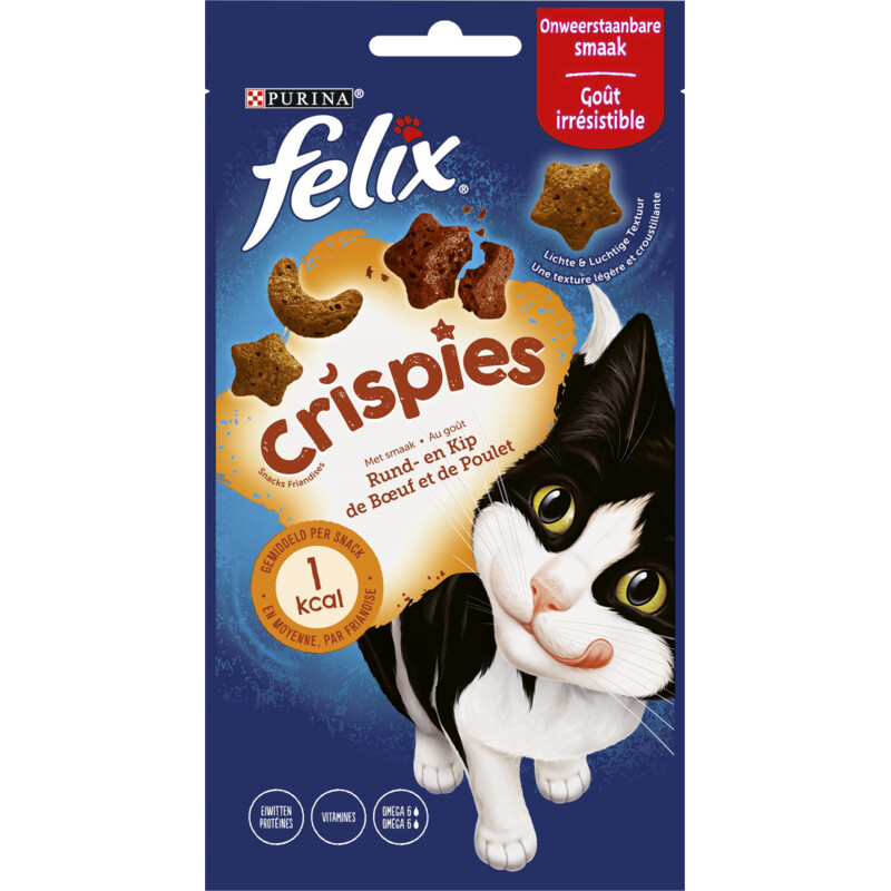 Een afbeelding van Felix Crispies rund- & kipsmaak kattensnack