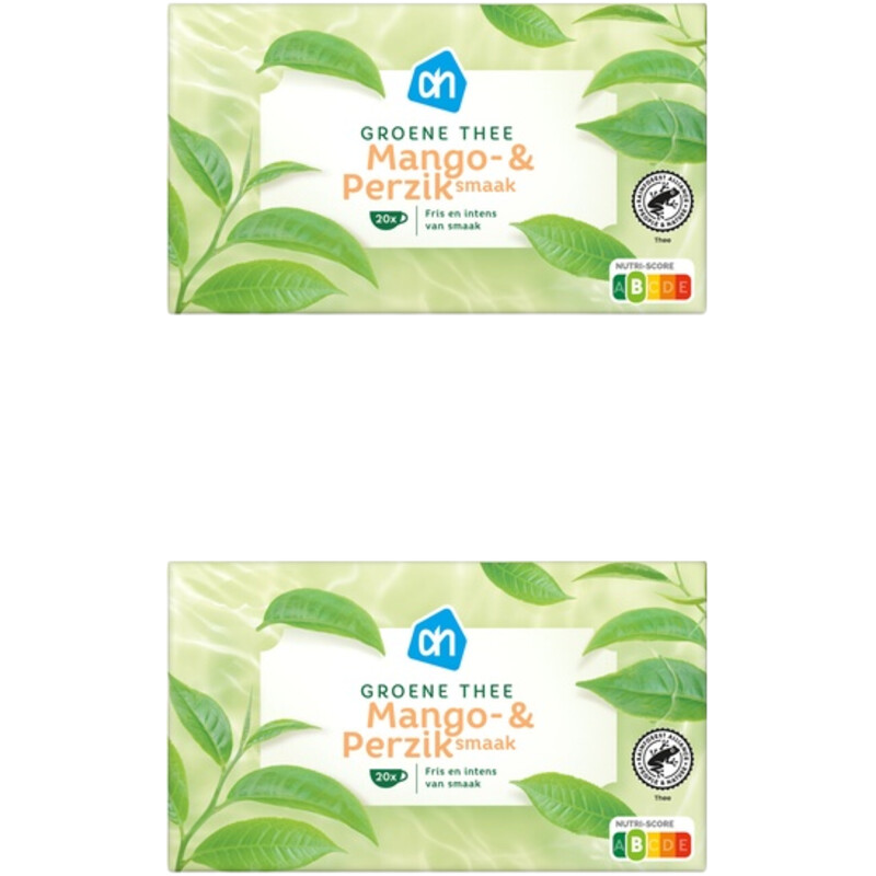 Een afbeelding van AH Groene thee mango & perziksmaak 2-pack
