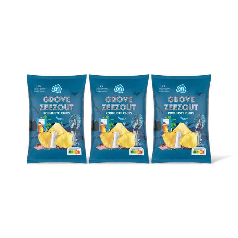 AH Robuuste chips grof zeezout 3-pack