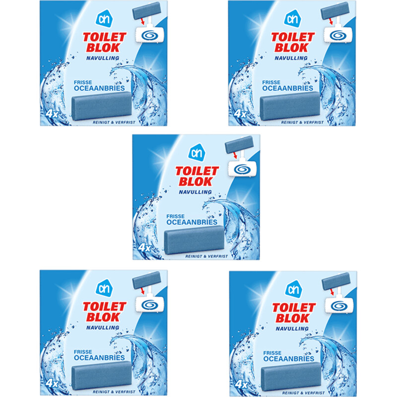 Een afbeelding van AH Toiletblok oceaanbries navulling 5-pack
