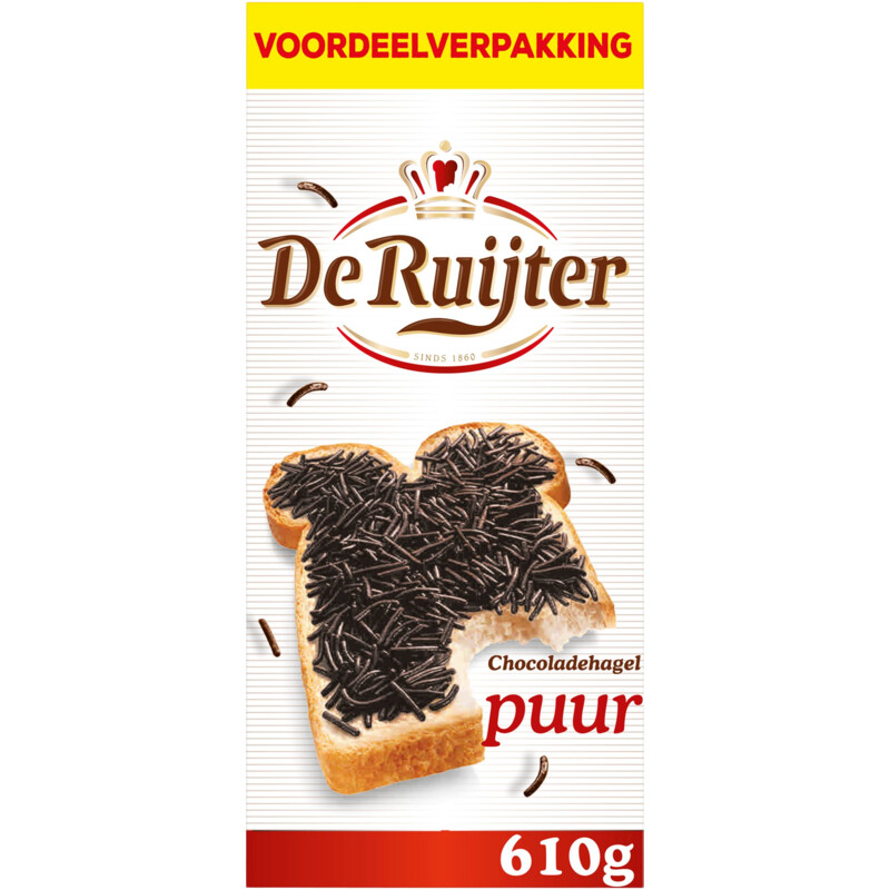 Een afbeelding van De Ruijter Chocoladehagel puur voordeelverpakking
