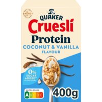 Een afbeelding van Quaker Cruesli protein coconut & vanilla smaak