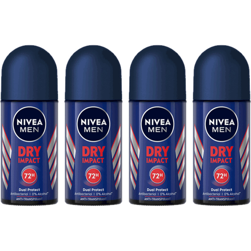 Een afbeelding van NIVEA Men dry impact anti trans roller 4-pack