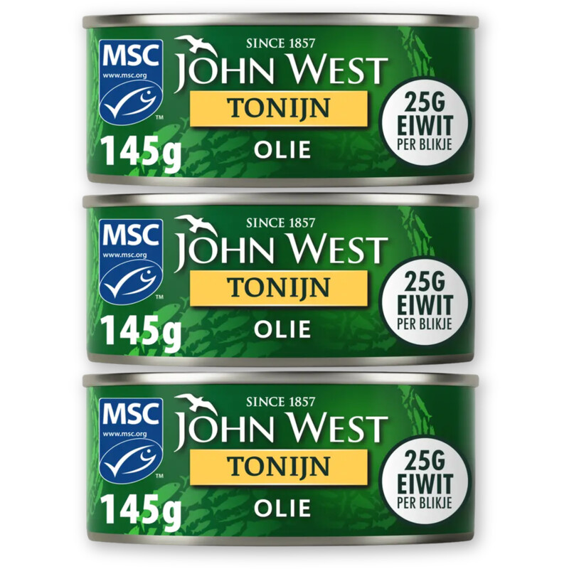 John West Tonijnstukken in zonnebloemolie 3-pack