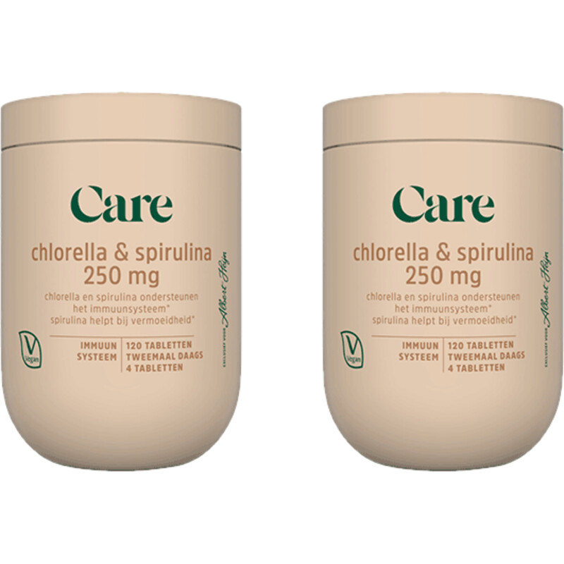 Een afbeelding van Care Chlorella & spirulina 250mg 2-pack