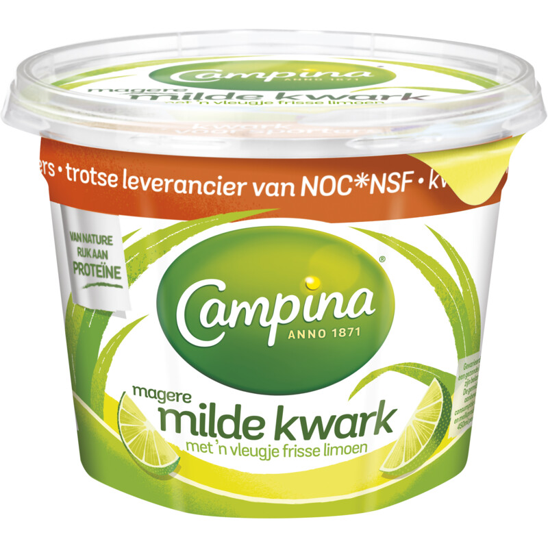 Een afbeelding van Campina Magere kwark Lime 500g
