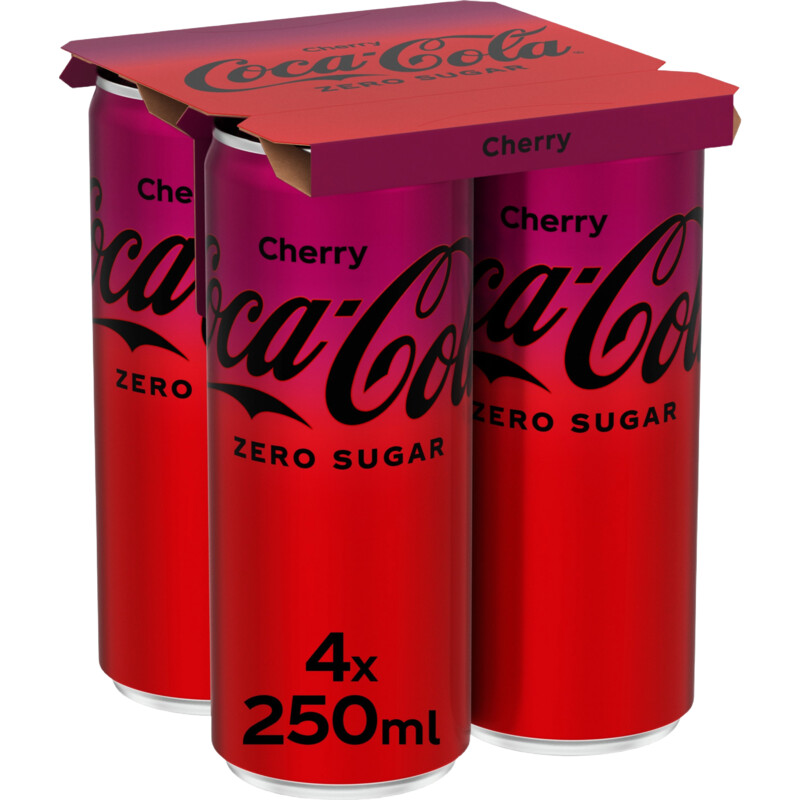 Een afbeelding van Coca-Cola Zero sugar cherry 4-pack