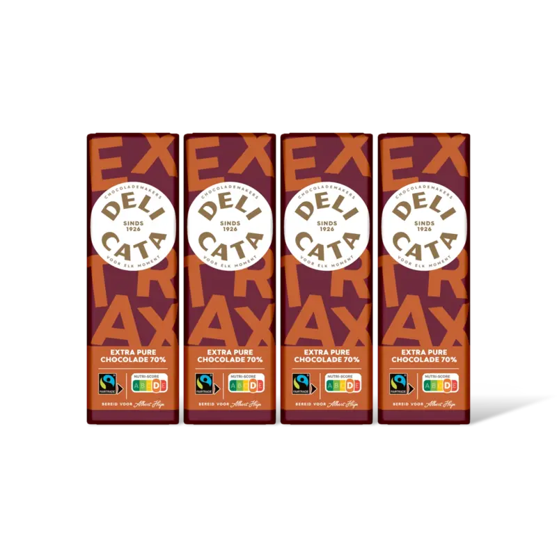 Delicata Reep extra pure chocolade 70% 4-pack