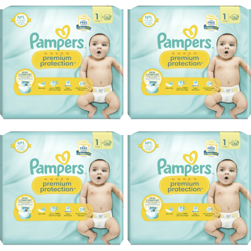 Een afbeelding van Pampers Premium protection luiers maat 1 4-pack