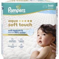 Een afbeelding van Pampers Aqua soft touch wipes 3-pack