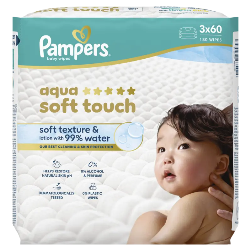 Aqua soft touch wipes 3-pack