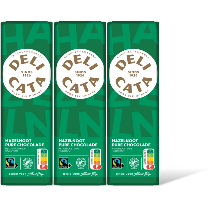 Delicata Reep pure chocolade hazelnoot 3-pack
