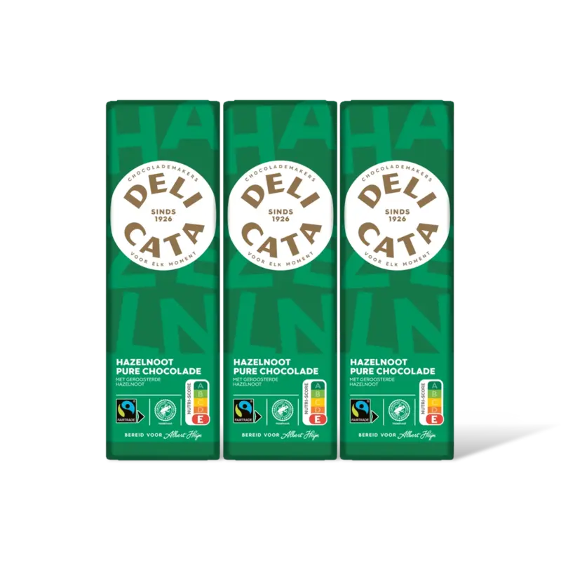 Delicata Reep pure chocolade hazelnoot 3-pack