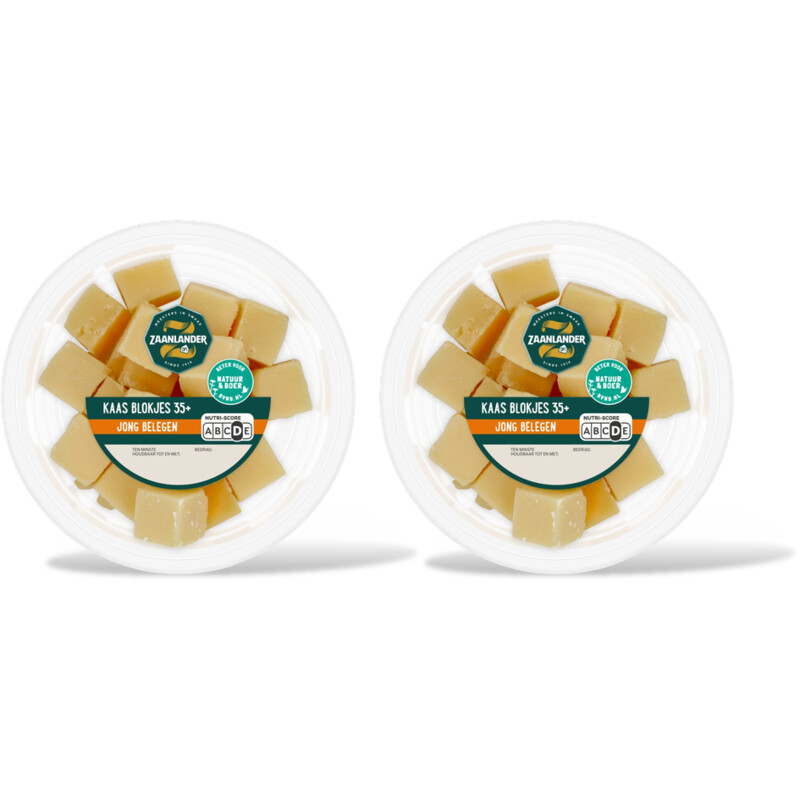 AH Zaanlander Kaasblokjes jong belegen 35+ 2-pack