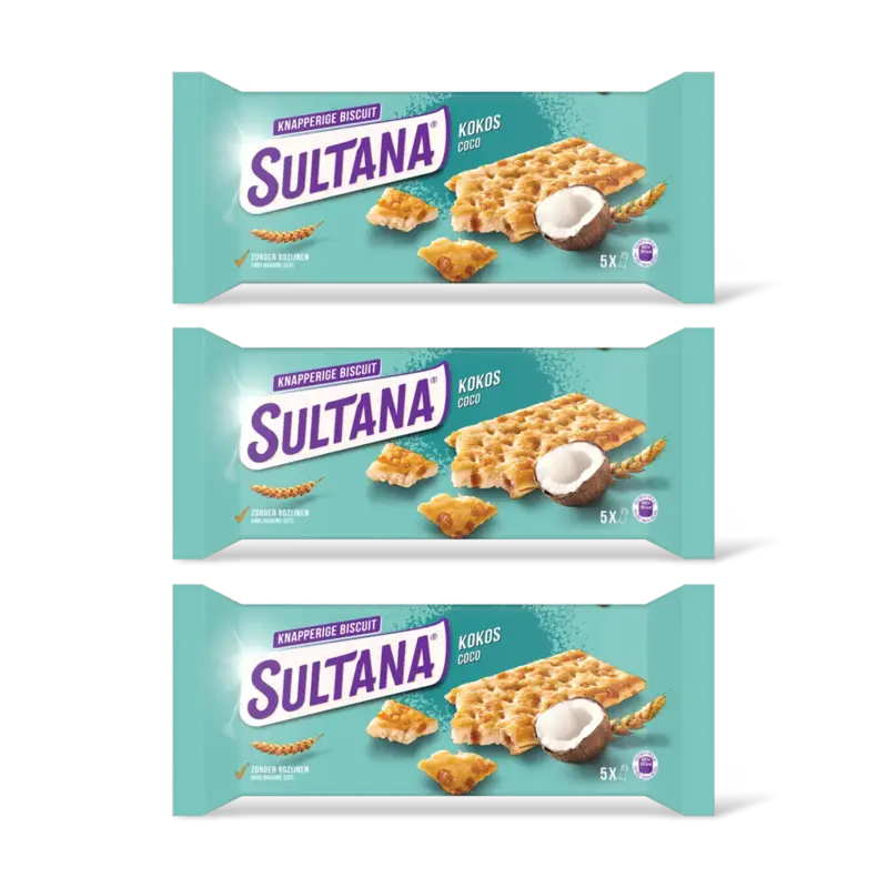 Knapperige biscuit kokos 3-pack