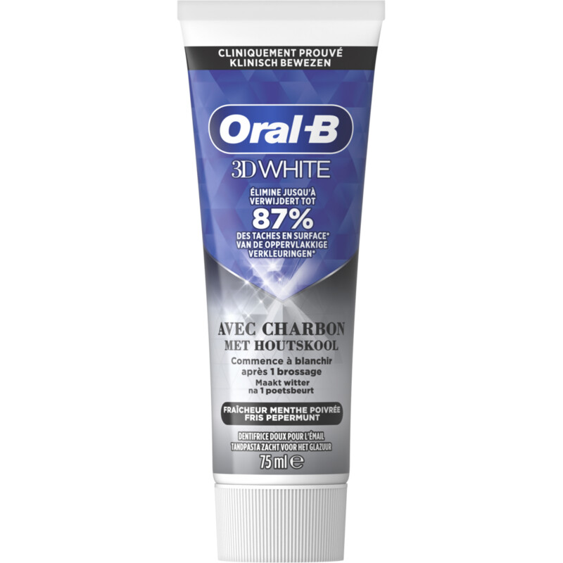 Een afbeelding van Oral-B 3D White met houtskool tandpasta