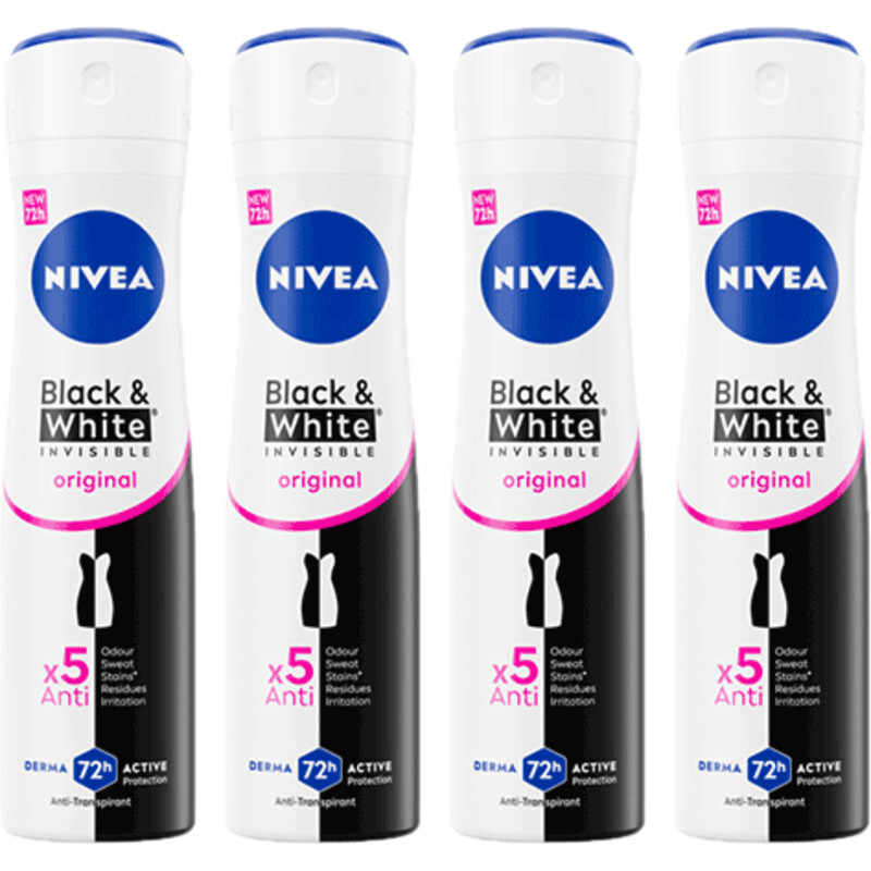 Een afbeelding van NIVEA Black & White deospray 4-pack