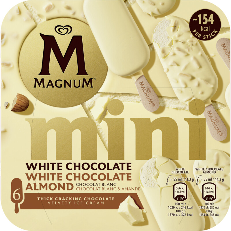 Een afbeelding van Magnum Mini white chocolate & white almond