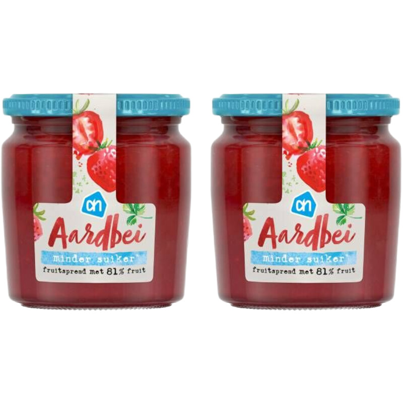 Een afbeelding van AH Fruitspread aardbei 81% 2-pack