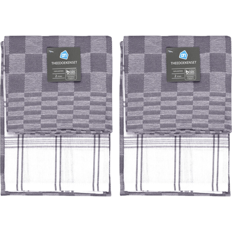 Een afbeelding van AH Theedoeken grijs 2-pack