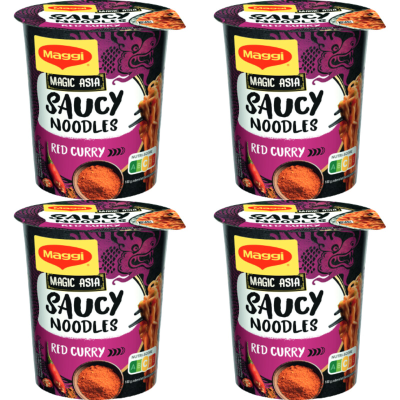Een afbeelding van Maggi Saucy noodles red curry 4-pack